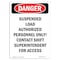 Signmission OSHA Danger Sign, 24" Height, Portrait Suspended Load Authorized Personnel Only, Portrait OS-DS-D-1824-V-1777 - alternate 1